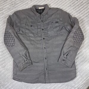 Vans VTG Heritage Gray Quilted Button Down Stitched Elbow Patch Jacket Mens XL